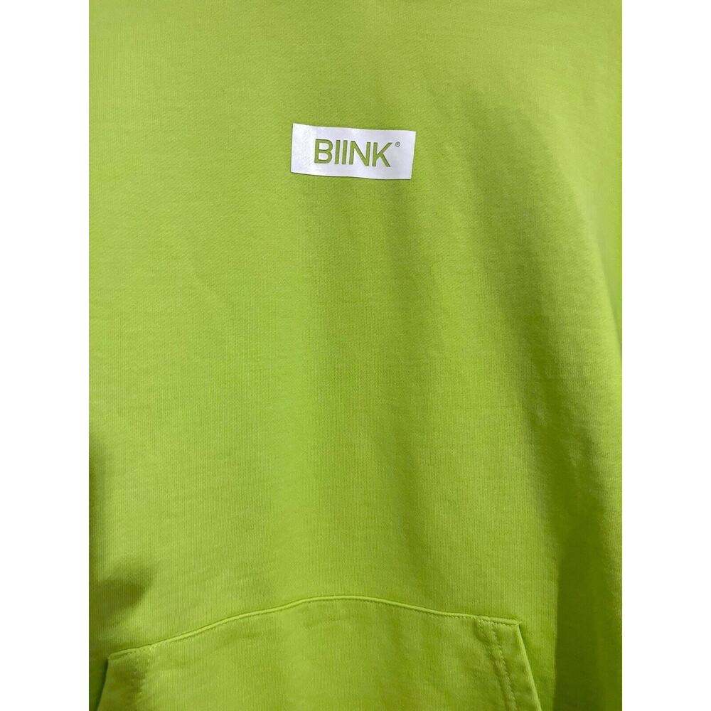 Biink Neon Yellow Green Hoodie Size XL Unisex Graphics Logo No Hoodie String - Picture 5 of 13